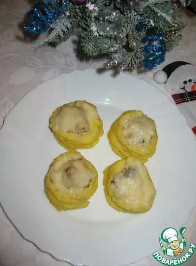 Картофельные гнезда с грибами