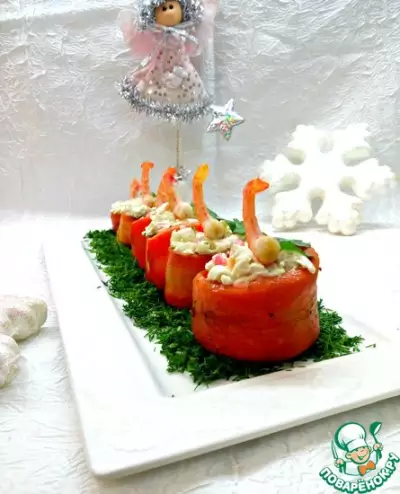 Морковная закуска с креветками зимняя сказка