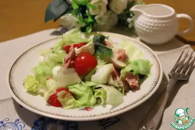 Лёгкий салат с тунцом и моцареллой