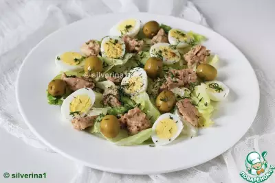 Салат из печени трески с перепелиными яйцами