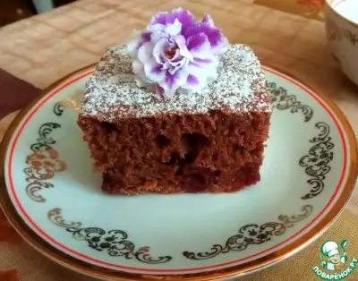 Шоколадный пирог на сыворотке с вишней