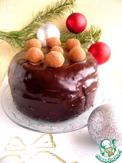 Торт фруктово-шоколадный с трюфельными шариками