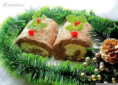 Сырно-печеночный рулет "Накануне Рождества"