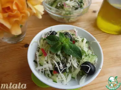 Капустно-огуречный салат с мятой