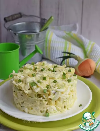 Картофельный салат с зеленой редькой фото