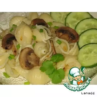 Макароны с шампиньонами