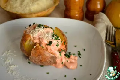 Запечённый картофель с креветками