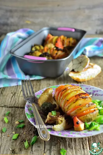 Картофель с брокколи и цветной капустой