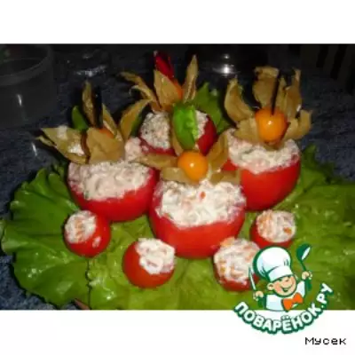 Фаршированные помидоры с творожно рыбной начинкой десерт