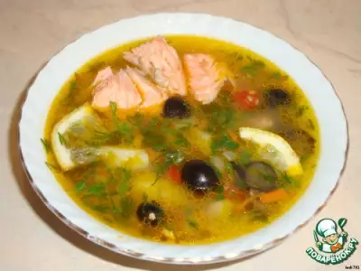 Овощной суп с форелью