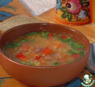 Овощной суп с фасолью и чечевицей