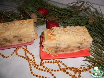 Торт "Наполеон" с картофелем и грибами