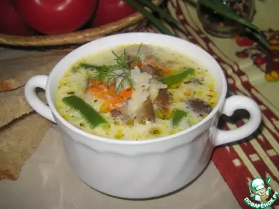 Рисовый суп с грибами и фасолью