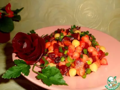 Нутово-свекольный салат с черносливом