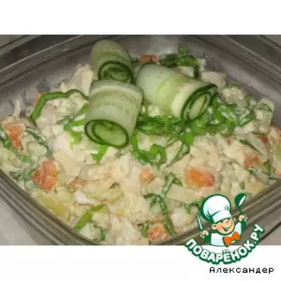 Салат с отварной рыбой и овощами фото