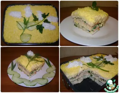 Слоёный салат с крекерами