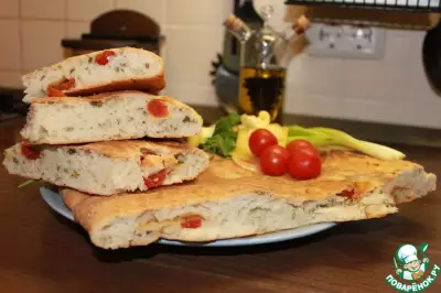 Хлеб с оливковым маслом и помидорами