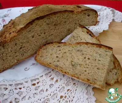 Деревенский хлеб из трех видов муки с семенами