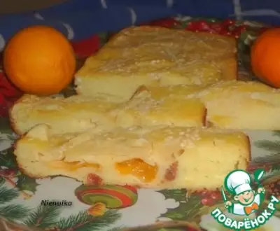 Манный пирог с изюмом и мандаринами