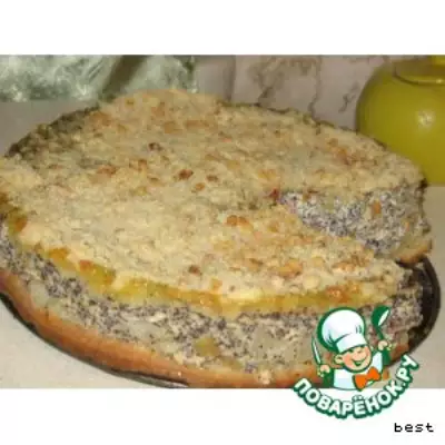 Творожный пирог с маково-яблочной начинкой