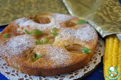 Кукурузно-манный пирог с грушами