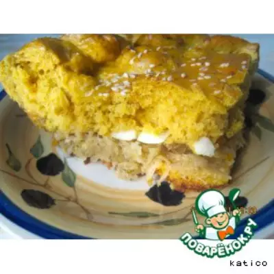 Тыквенно-сырный пирог с капустой и яйцом