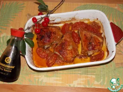 Курица, запеченная с помидорами и вишней