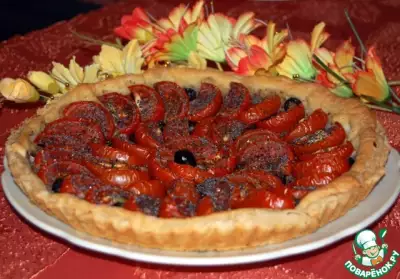 Открытый пирог с помидорами томатная роза