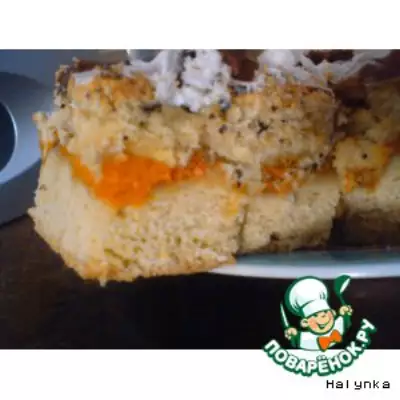 Пирог абрикосовый с маком и глазурью