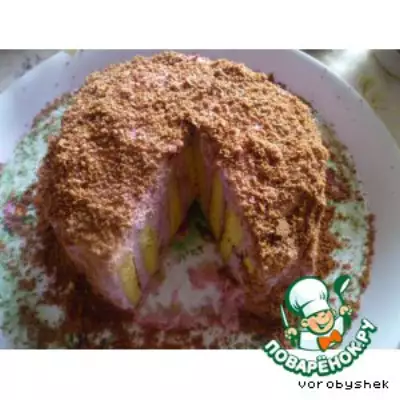 Торт рулет с творожно ежевичным кремом