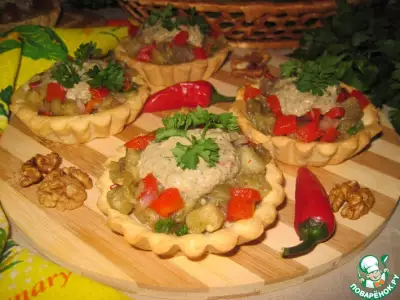 Салат с баклажанами в тарталетках фото