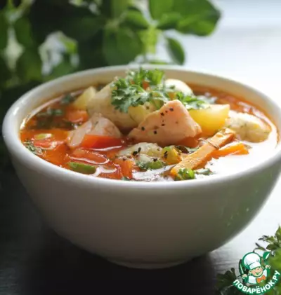 Рыбный суп с сырными шариками