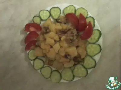 Картофель с копчеными ребрышками
