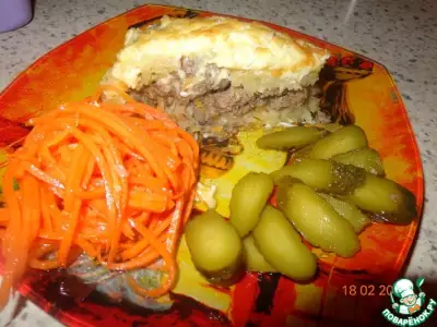 Картофельная запеканка с фаршем и грибной икрой