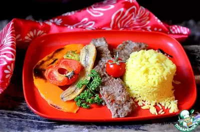 Арабский обед с янтарным рисом