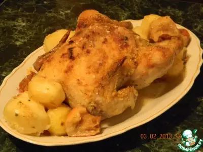 Курица с яблоками и картофелем