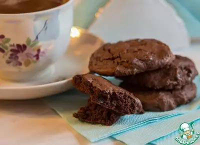 Нежнейшее шоколадное печенье с капельками шоколада