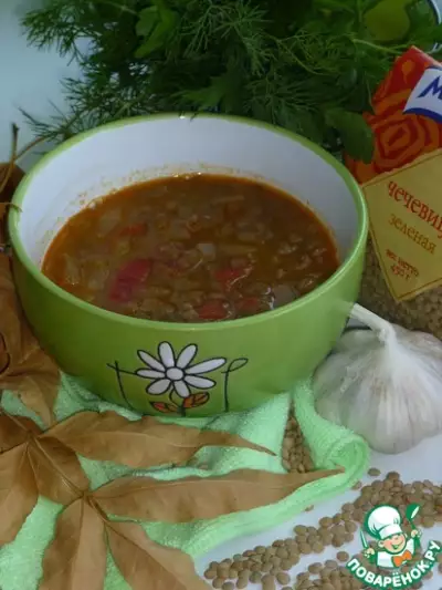 Суп из чечевицы с баклажанами
