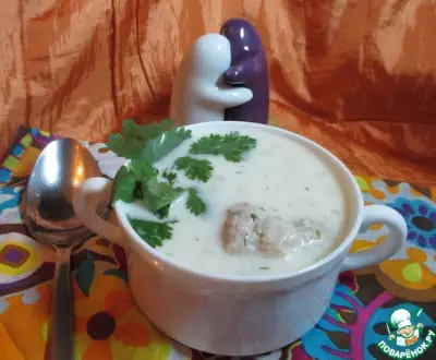 Сырный суп с индюшино-грибными фрикадельками