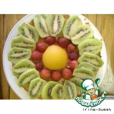 Песочный торт с фруктами в желе