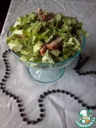Зеленый салат с колбасой "Любимый"