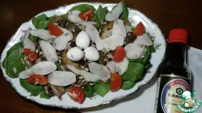 Теплый салат из шампиньонов с топинамбуром