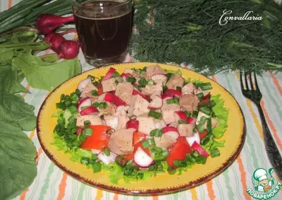 Овощной салат с печенью трески