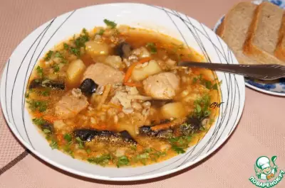 Швабский суп со свининой и перловкой