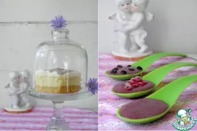 Десерт из рикотты с воздушным малиновым кремом фото
