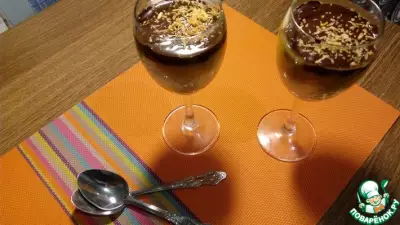 Пшенный десерт с манго и шоколадом