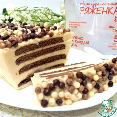 Десерт из ряженки с шоколадным печеньем фото