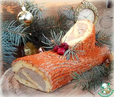 Закусочное рождественское полено с печеночным кремом