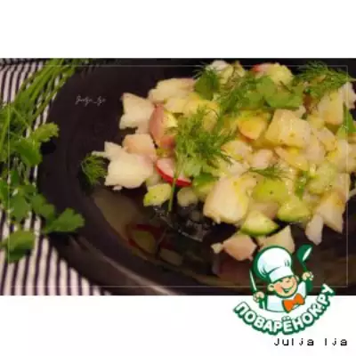 Картофельный салат с овощами и горчичной заправкой