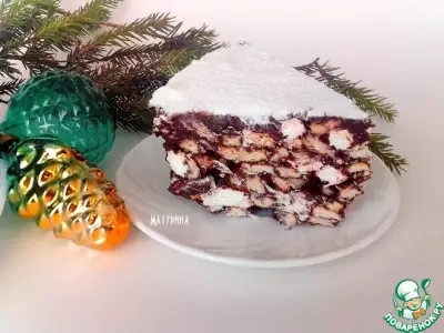 Шоколадный десерт с орехами, печеньем, маршмеллоу фото